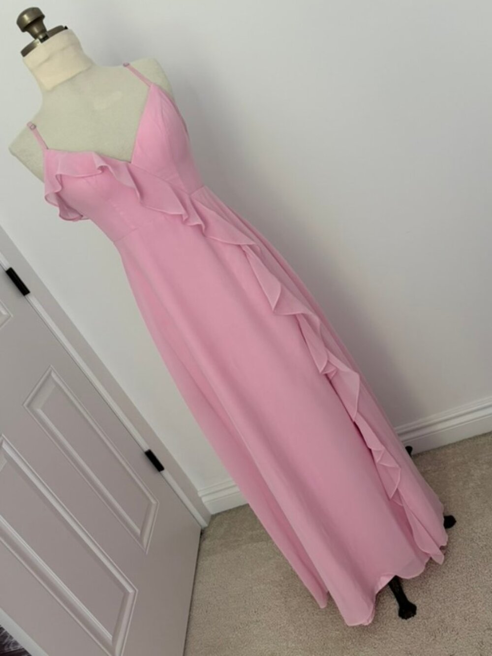 Azazie Tarni  Candy Pink A-Line Chiffon Dress Size A2